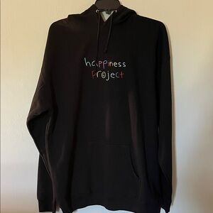 Happiness Project Black Hoodie for Women
